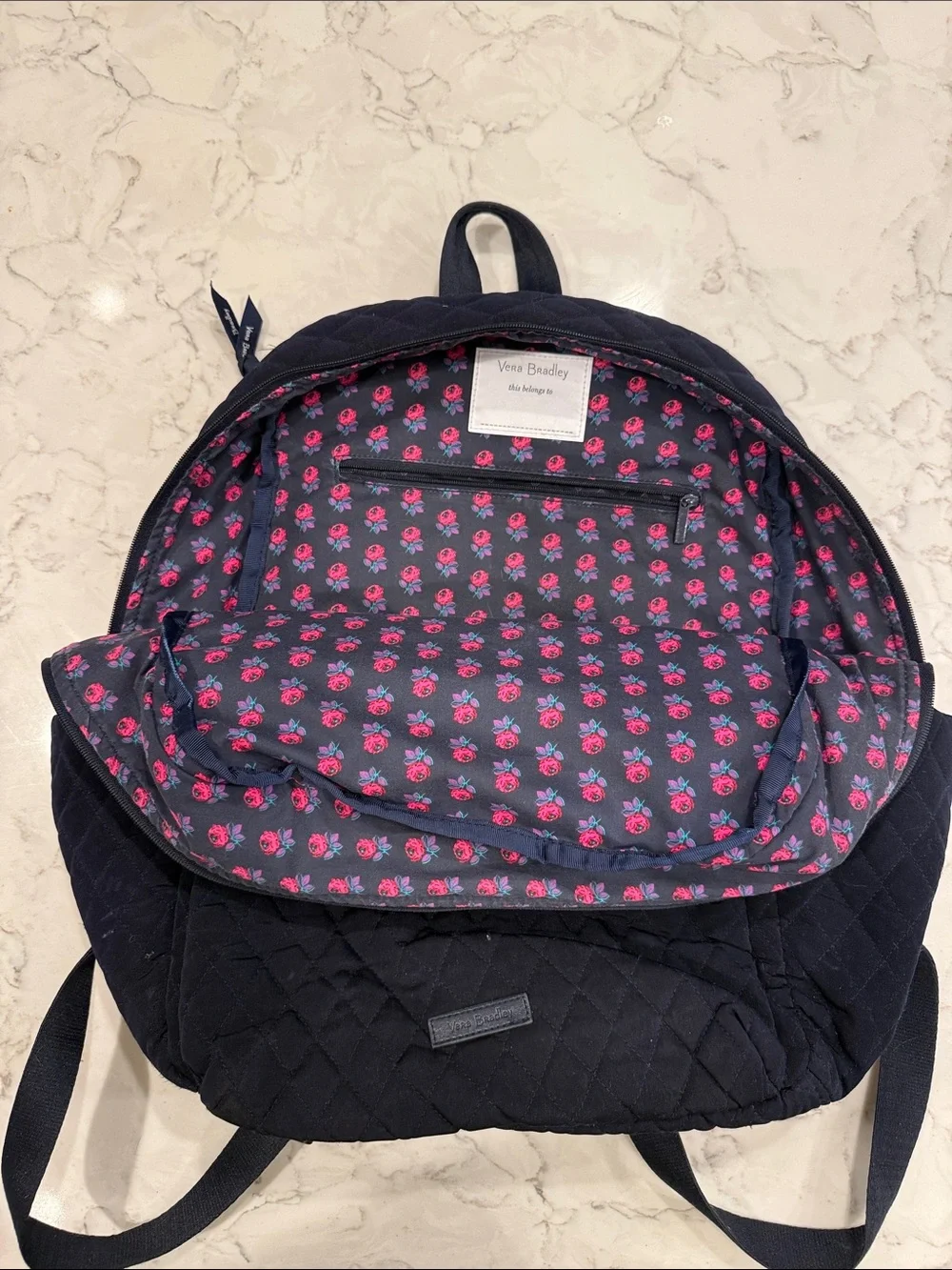Vera Bradley Quilted Navy Backpack